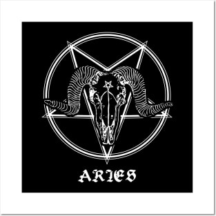 Aries skull zodiac sign occult gothic style Posters and Art